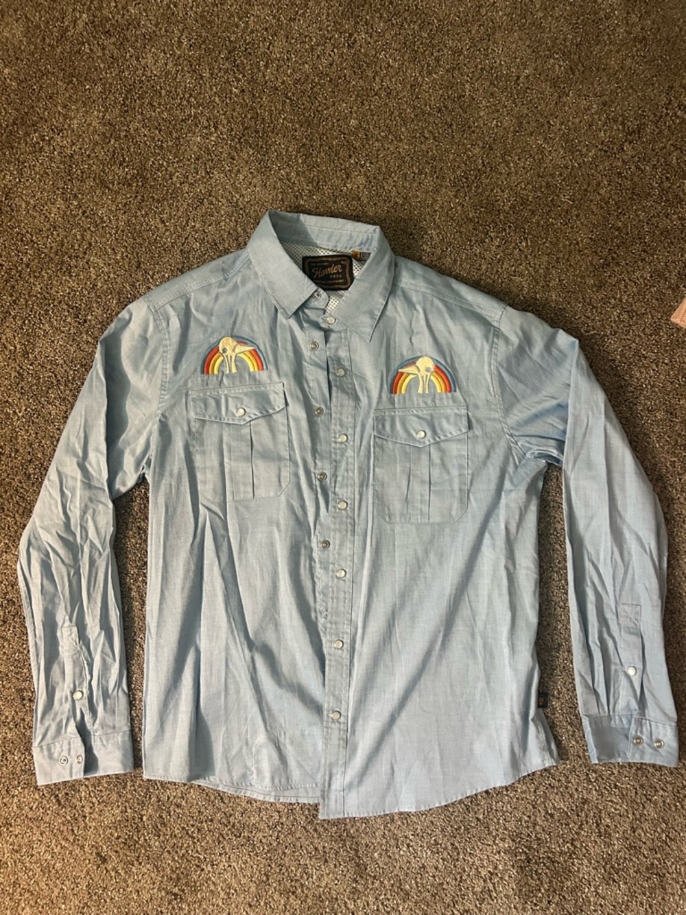 Light Blue Howler Brothers Men’s Futurebirds Medium Gaucho Snap